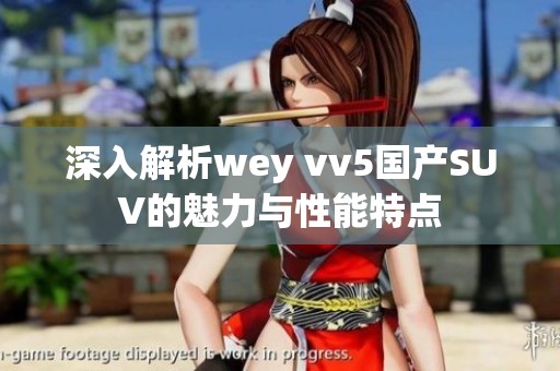 深入解析wey vv5国产SUV的魅力与性能特点