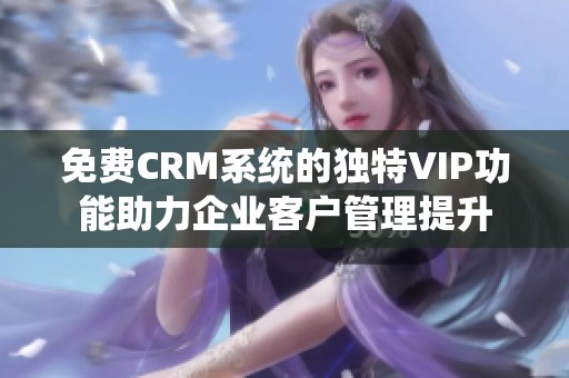 免费CRM系统的独特VIP功能助力企业客户管理提升