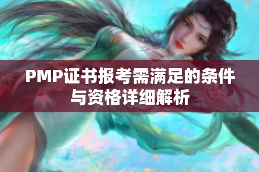 PMP证书报考需满足的条件与资格详细解析