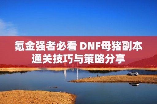 氪金强者必看 DNF母猪副本通关技巧与策略分享