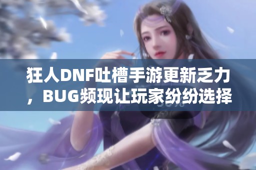 狂人DNF吐槽手游更新乏力，BUG频现让玩家纷纷选择离开