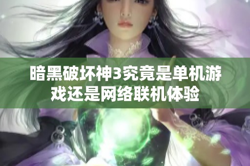 暗黑破坏神3究竟是单机游戏还是网络联机体验